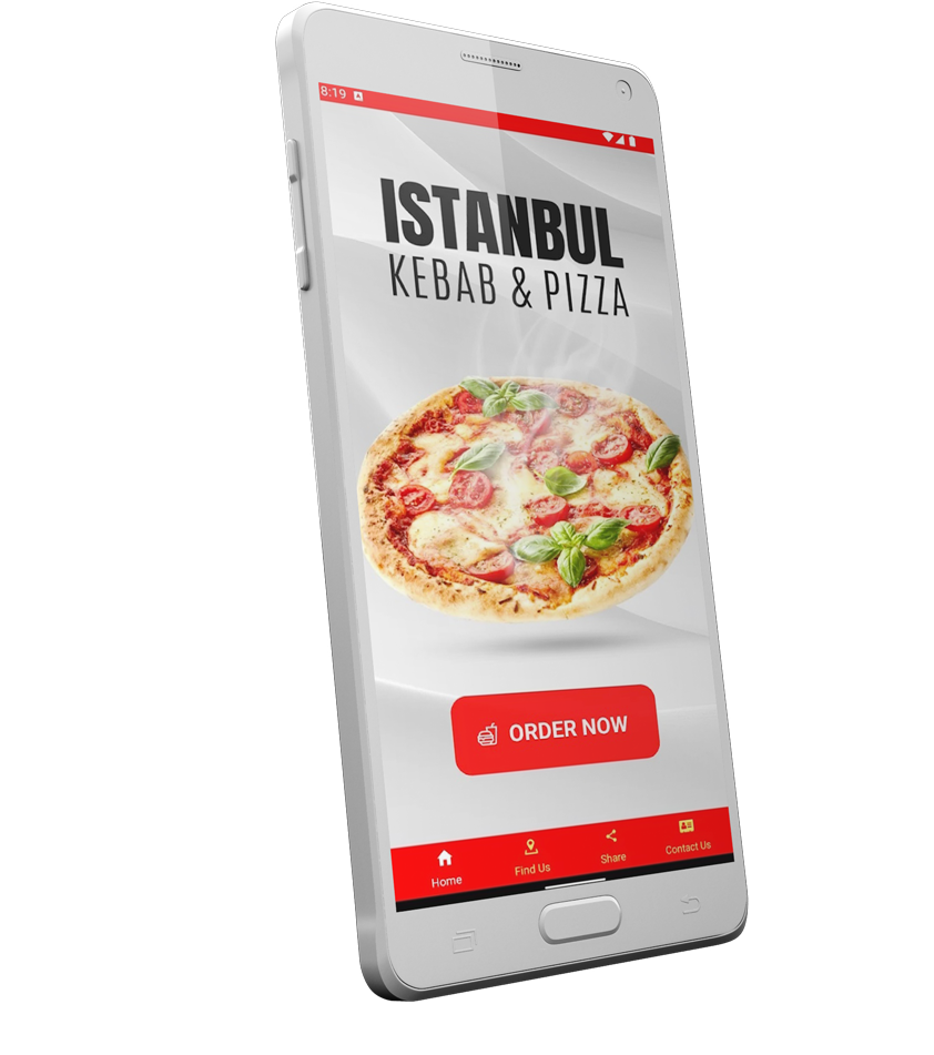 Istanbul Kebab & Pizza House app mockup